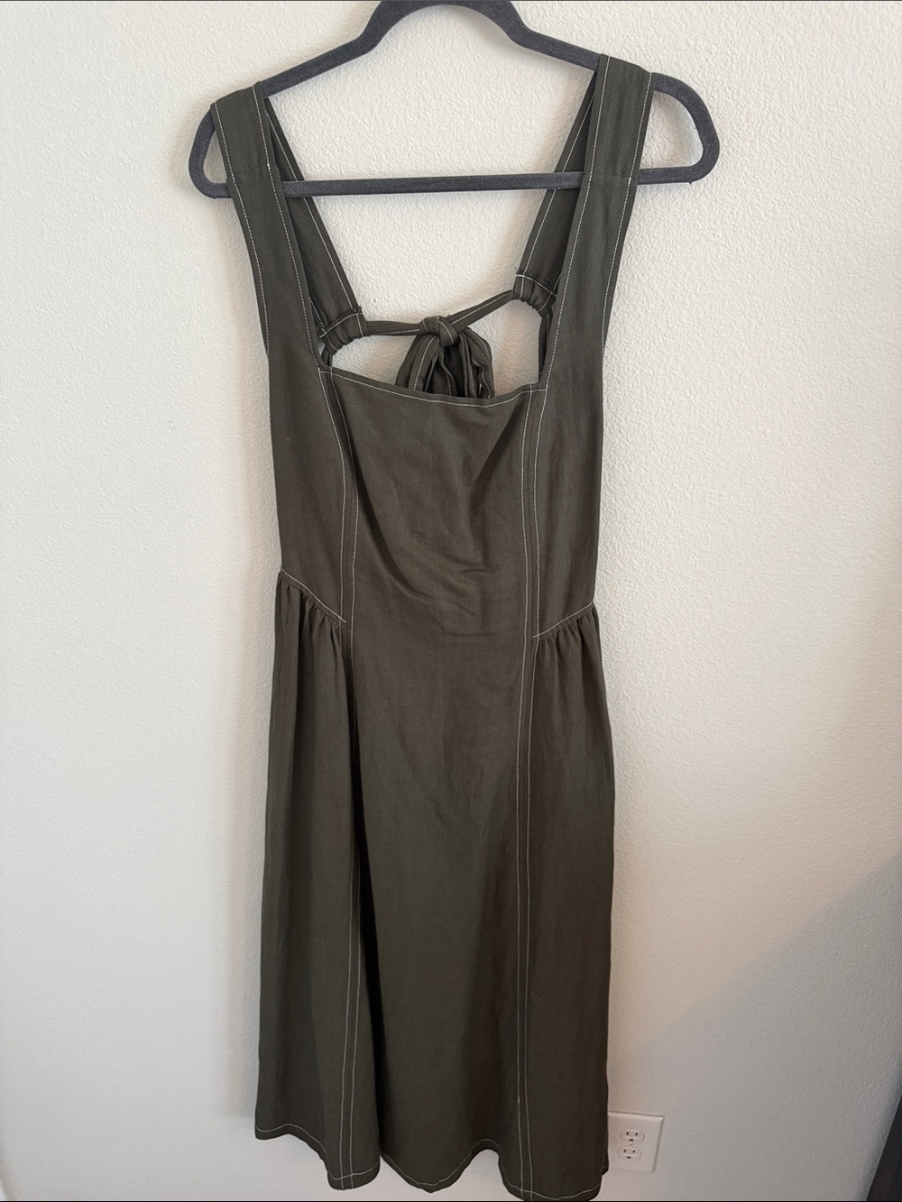 ILLA ILLA Olive Green Backless Tie-Back Sundress